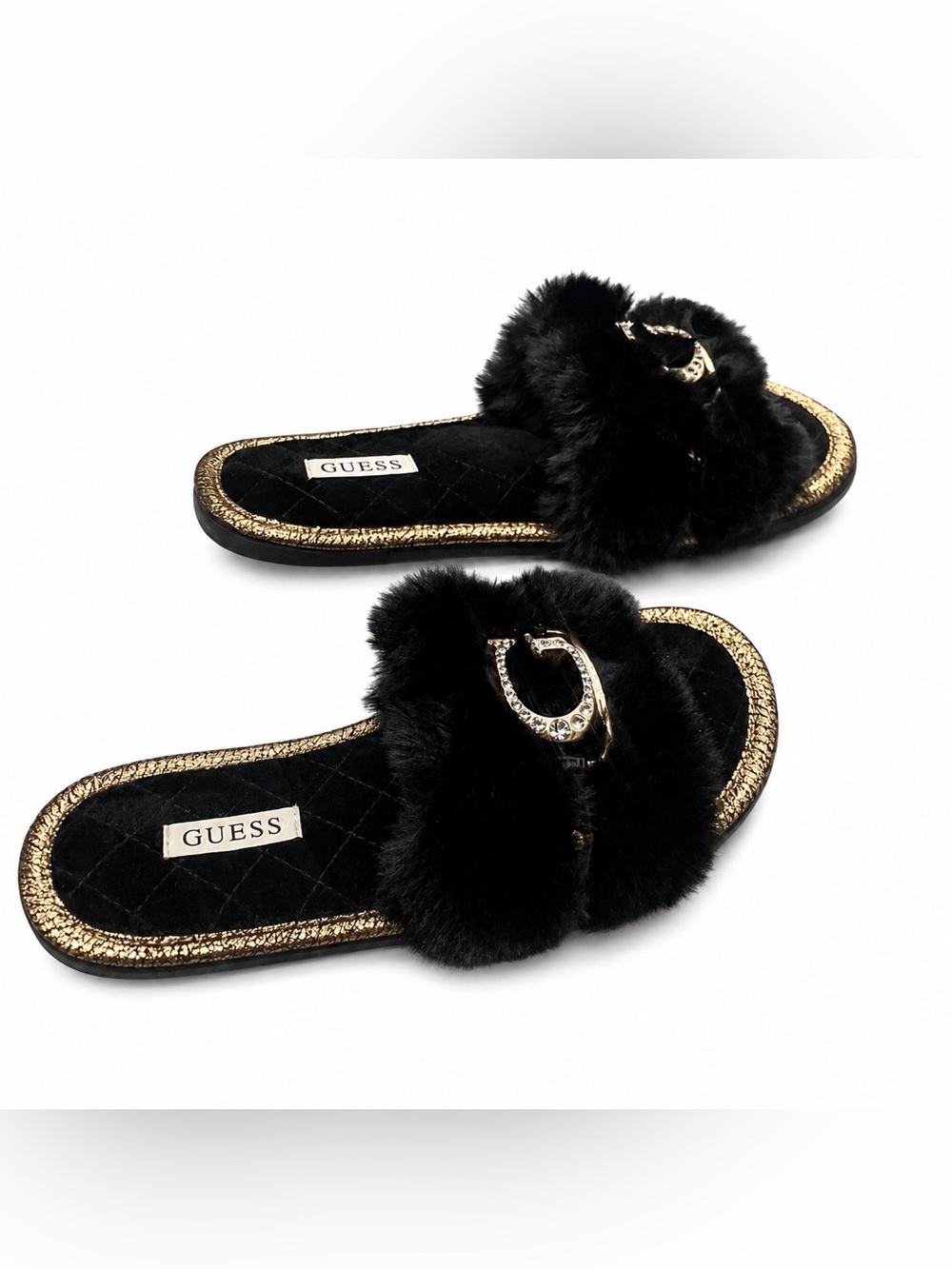 Brand new Fur $ Rhinestone Guess Slides - Picture 4 of 5